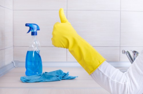 Sorted recyclable packaging and cleaning materials prepared for local recycling