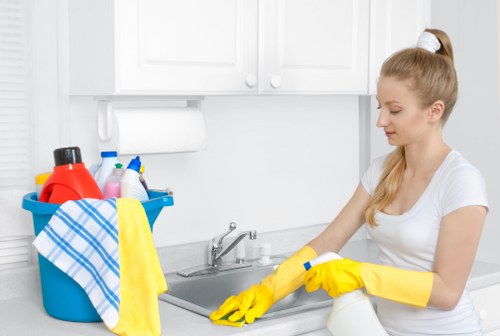 Safety-focused carpet cleaning with awareness of wet floors and warning signage